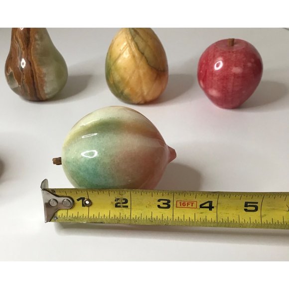 Vintage Alabaster Marble Stone Fruit Set of 6 - Picture 5 of 12